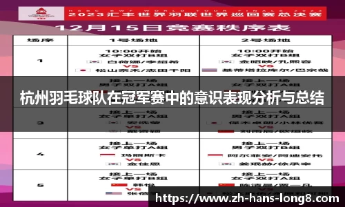 杭州羽毛球队在冠军赛中的意识表现分析与总结